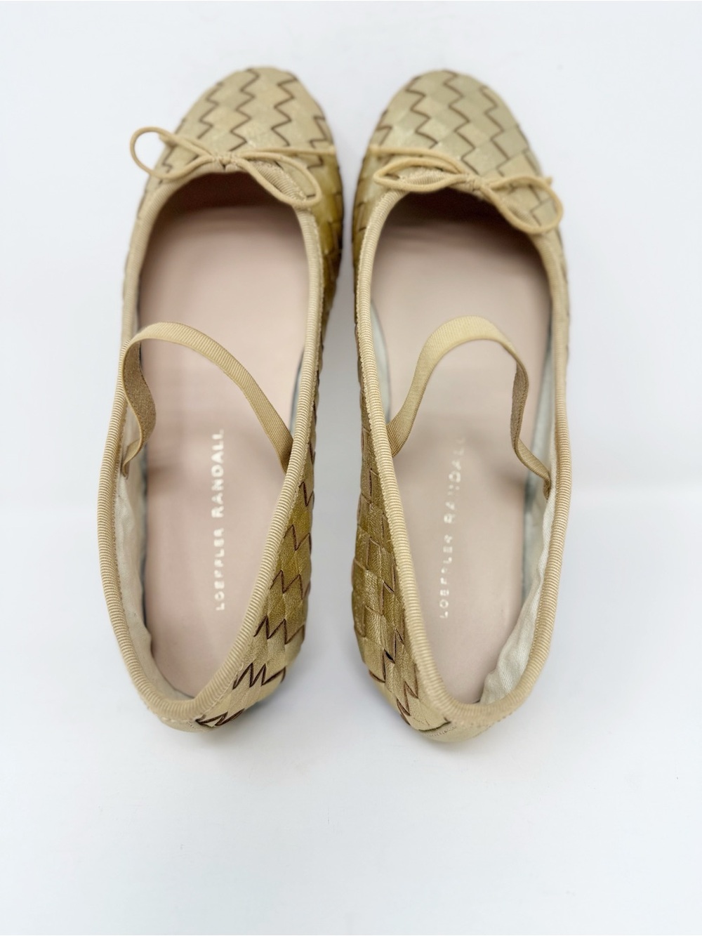 New Loeffler Randall Leonie Gold Woven Ballet Flat Sz 7 - Picture 12 of 13